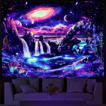 Blacklight Galaxy Gobel&auml;&auml;n Trippy Planet UV-reaktiivne juga Maastik Sein Naljakad seinavaibad Saladuslik Seene Bohemia Tapiz 150x100cm
