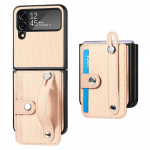 K&auml;epael, s&uuml;sinikkiust nahast kate Samsung Galaxy Z Flip 4 3 Flip4 Flip3 5G rahakotikaartide hoidiku tugijala telefoni&uuml;mbrisele Galaxy Z Flip4 must