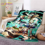 Genshin Impact Acg Anime tekk Lumine Xiao seiklusm&auml;ng Tekk Flanell tekk Vintage viskamine tekid F&auml;nnid Kingitused Kodukaunistus 75x90cm