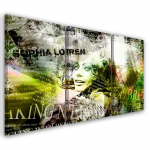 Kolmeosalise pildiga l&otilde;uendiprint Sophia Loren 60x40 roheline