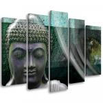 Viieosalise pildiga l&otilde;uendiprint Zen Buddha Turquoise Wellness 100x70 roheline