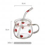 Tere Strawberry klaaskruus &otilde;lgedega Creative k&otilde;rge temperatuuri taluv l&auml;bipaistvast klaasist veetass majapidamispiima mahla tassid 300ml punane