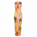 &Uuml;markraega v&auml;rviline pikk kleit naistele Seksikas seljataga varrukateta puhkuseks m&otilde;eldud rannakleidid Suvine naiste kleit S mitmev&auml;rviline