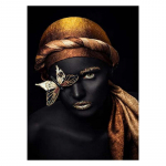 Aafrika naise kunst must ja kuldne portree l&otilde;uendmaalid plakatid, seinakunstipilt, kodukaunistus raamita 40x60cm