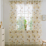 T&uuml;lli l&auml;bipaistev kardin liblikaga tr&uuml;kitud l&auml;bipaistev aken Voile Drape Valance Fabric Romantiline lilleline aknaekraan 1 tk W 100x H 135cm 1PC