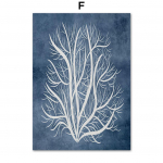 Tumesinine merekorallid merevetikad seinakunst L&otilde;uendimaal P&otilde;hjamaade plakatid ja tr&uuml;kised Rannamaja seinapildid elutoa sisekujunduseks A4 21X30cm No Framed