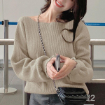 S&uuml;gistalvine Lihtne Pullover Naistele Lahtine Paks &Uuml;hev&auml;rviline Kootud Kampsunid 2023 &Uuml;he rea kaelusega kampsunid 29089 One Size khaki