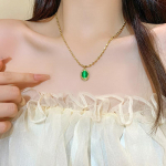 Emerald Opal Ripats Kaelakee Retro Light Luksuslik Naiste Palace Style Isiksus Aksessuaarid 39+5cm valge