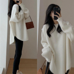 Naiste s&uuml;gistalvise pika pulloveriga kampsun O-kaelusega t&auml;isvarrukatega lahtiselt kootud alaosa s&auml;rk &uuml;lemine &uuml;hev&auml;rviline One Size beež