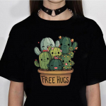Cactus Tee naiste harajuku suve manga t-s&auml;rgid t&uuml;druk Jaapani koomiline graafiline riietus S