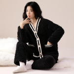 Minimalistliku temperamendiga pidžaamad naistele s&uuml;gisel ja talvel, korallsametist paksendatud ja pl&uuml;&uuml;s, soe talvine flanellist koduriiete komplekt XXL