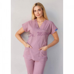 Kaheosaline meditsiiniline koorija unisex arsti &otilde;dede vormikomplekt, kirurgiline &uuml;likond, topid + p&uuml;ksid V-kaelusega l&uuml;hikeste varrukatega &otilde;huke Tericoton kangas XXS