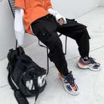 Suurem&otilde;&otilde;tmelised mustad meeste riided s&ouml;rkijad dressid Cotton Cargo Pantalon Homme jaapani s&ouml;rkimine Techwear hip-hop 5XL p&uuml;ksid meestele 2XL must