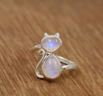 Kuu kivi v&auml;&auml;riskivi kassi s&otilde;rmus, t&auml;is 925 sterling h&otilde;be s&otilde;rmus, h&otilde;bedane amulett ehe, unikaalne kingitus, k&auml;sit&ouml;&ouml;ehe 6