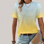 Naiste suvine T-s&auml;rk Segav&auml;rvitr&uuml;kiga l&uuml;hikeste varrukatega T-s&auml;rk vabaaja tr&uuml;kitud top M