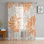 Halli kr&uuml;santeemi tekstuur Retro t&uuml;llkardinad K&ouml;&ouml;giuksekardinad Sifonki Sheer Voile J&otilde;ulukardinad elutuppa 135W x 114H(cm)