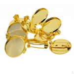 10 Pack Cabochon Pin Base Brooch Glue on Collar Suit Lapel kuldne
