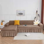 Seekers seeliku diivani kate L-kujuline tavaline triibulise mustriga diivanikate elutuba elastne volang nurgadiivani kate Part AA 90-130cm beež