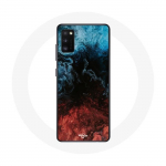 Samsung Galaxy A41 &uuml;mbris punane must sinine abstraktse tekstuuriga taust