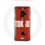 &Uuml;mbris Samsung Galaxy S9 jaoks La casa de papel Tokyo Fanart logo punane taust
