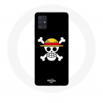 &Uuml;mbris Samsung Galaxy A71 One Piece Manga Skull musta taustaga