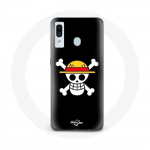 &Uuml;mbris Samsung Galaxy A40 One Piece Manga Skull musta taustaga