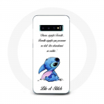 &Uuml;mbris Samsung Galaxy s10 edge Lilo ja Stitch Ohana Quote White jaoks