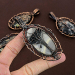 Natural Ocean Fume Agate Gemstone Copper Wire Wrap Gift Pendant 3.55 t1i05
