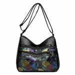 Naiste emakott, mitme taskuga, suure mahutavusega Crossbody kott Lilletr&uuml;kiga &otilde;lakott must