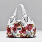 Flower Pu Nahast naiste k&auml;ekott Suur naiste &otilde;lakotid Kuulsa kaubam&auml;rgi disain Daam Tote k&auml;ekott v&auml;rviline tr&uuml;kkimine Crossbody punane
