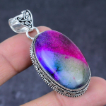 Natural Rainbow Solar Quartz Handmade 925 Sterling Silver Pendant 2.17 q4k58