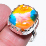 Natural Dicorich Glass Gemstone 925 Sterling Silver Gift Ring Size 8.5 b4i42