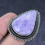 Natural Lepidolite Stone Gemstone Handmade 925 Steling Silver Ring Size 9 u8s76