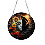 P&auml;ikese kuu lilleline rippuv silt, &uuml;mmargune siseruumides, v&auml;lisukse esiukse aken, seinakunst Akr&uuml;&uuml;list tervitusplaadi ripatsiga kaunistus A