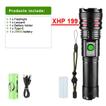 Super XHP199 k&otilde;ige v&otilde;imsam LED-taskulamp suure v&otilde;imsusega taskulamp 18650 laterna laetav LED-taskulamp telkimiseks with 26650 battery must