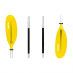 Kahe otsaga paadi m&otilde;la 4-sektsioonilise alumiiniumsulamist k&auml;epidemega reguleeritav kajakis&otilde;it kanuus&otilde;idul J&otilde;etoru parvetamine aeru aer kollane