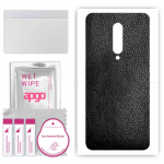 apgo Protective Skin Sticker for the back compatible with OnePlus 7 Pro, Wrap Film, Foil, Vinyl - Pattern Black Leather