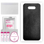 apgo Protective Skin Sticker for the back compatible with LG Q31, Wrap Film, Foil, Vinyl - Pattern Black Leather