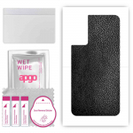 apgo Protective Skin Sticker for the back compatible with TCL 40 SE, Wrap Film, Foil, Vinyl - Pattern Black Leather