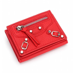 Moodne Rivet Mini Rahakott L&uuml;hike Ehtsast Nahast Naiste Rahakotid Br&auml;ndi Disain Vasikanahast Billfold 3-kordne Hasp Naiste rahakott kaardihoidja must