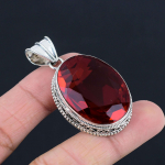 Tahuline granaatv&auml;&auml;riskivi ripats Massiivne 925 sterlingh&otilde;be ripats Ehted Kink unisexile