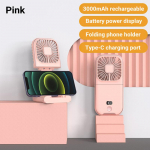 Mini kaasaskantav v&auml;listingimustes k&auml;si-ventilaator kaelarihmiga USB-laadimine 3000 mAh akutoitel 180&deg; kokkupandav juhtmevaba laua &otilde;hujahutusventilaator