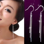 Naiste Korea versioon Vintage elegantne mood allergiavastane 925 h&otilde;betatud tutt, rippuv pikk naiste pulmakonksuga k&otilde;rvar&otilde;ngad, ehted 7.5cm h&otilde;be