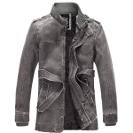 Leather Men's Large Size Plus Velvet Retro Washed Faded Men's Jacket Autumn and Winter Warm Men's Jacket L kohv