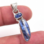 Looduslik Kyanite Ehtekivi 925 Prooviga Sterling H&otilde;be Ripats 1,50'' B5g84