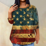 Naiste moodne vabaaja kolmeveerandvarrukatega tr&uuml;kitud &uuml;mara kaelusega pullover L sinine