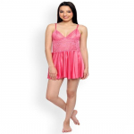 Ladysta Naiste &Uuml;hev&auml;rviline Satiinist Babydoll &Ouml;&ouml;riie &Uuml;ks Suurus (SML) Free size (S M L) roosa