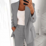 Women's Spring Fashion Polo Senior Slim Lapel Cardigan Temperament Suit Jacket Set Plus Size M hall