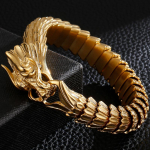 Lahe Draakoni Keha Kiilukett K&auml;ev&otilde;ru Meestele Raske Kuldset V&auml;rvi Roostevaba Teras Meeste K&auml;ev&otilde;rud K&auml;ev&otilde;rud Punk Rock Ehted Poisid 23CM kuld