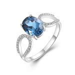 925 Sterling H&otilde;be Looduslik Londoni sinine topaas Moodne Disainis&otilde;rmus Peen Ehtis Naistele Peo Kingitus US RING SIZE:6# sinine